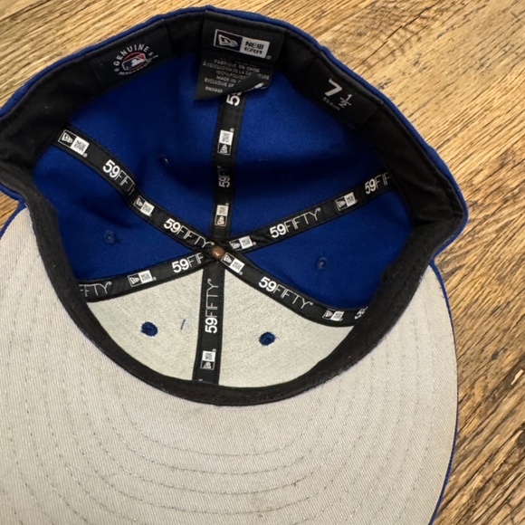 Preowned New Era Size 7 1/2 Oakland Athletics Blue White Baseball Cap Hat - Picture 3 of 4